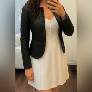 White House Black Market Black Blazer Leather Ruffle